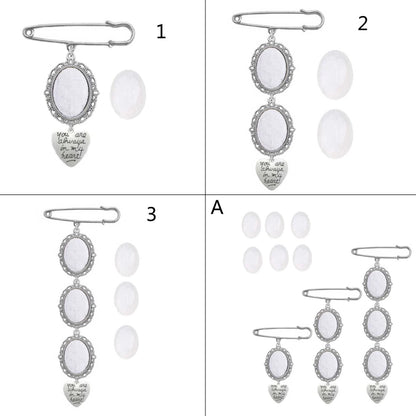 DIY Wedding Bouquet Photo Charm Kit with Elegant Lacy Frame Brooch