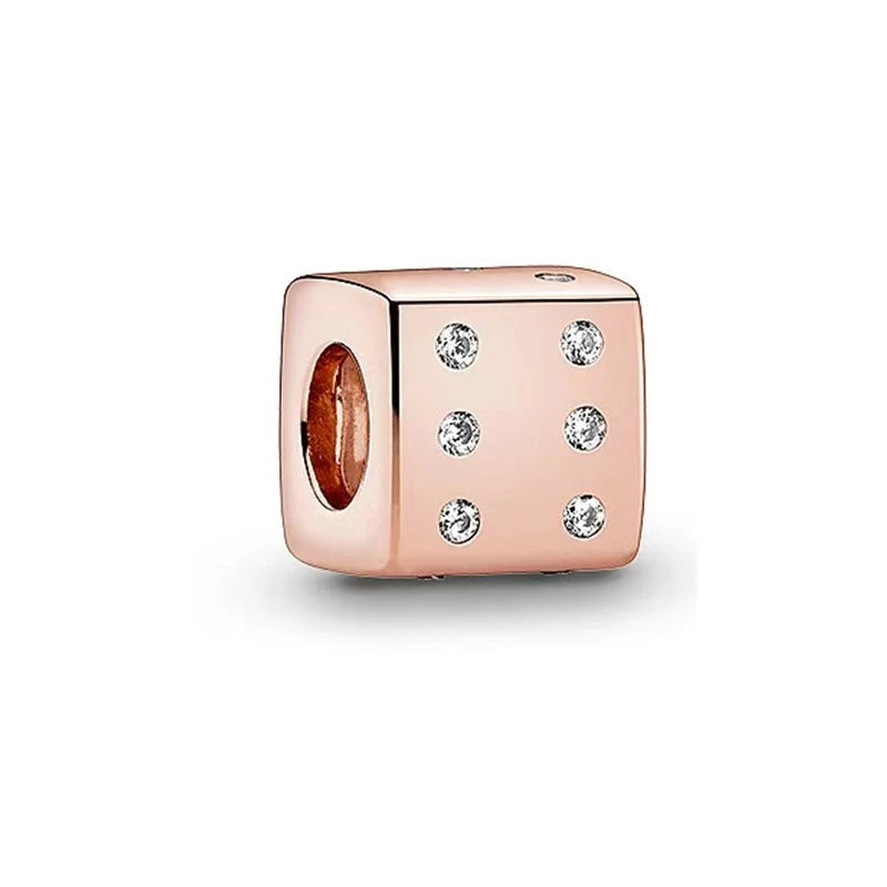 Sparkling Rose Gold Family Tree & Flower Charm Bead for European Silver Bracelet YY0535