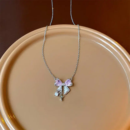 Korean Fashion Vintage Blue Crystal Pendant Necklace 07