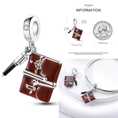 Elegant 925 Sterling Silver School Charm Beads for DIY Bracelet Jewelry