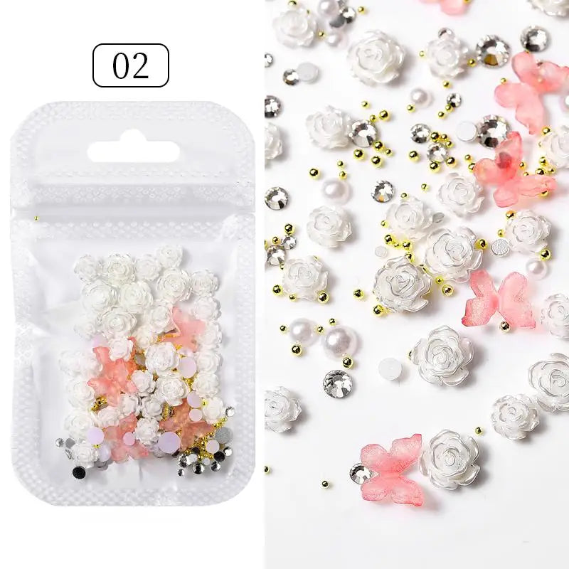 Kawaii Lollypop 3D Nail Art Charms Set with Resin Butterfly and Bear Rhinestones