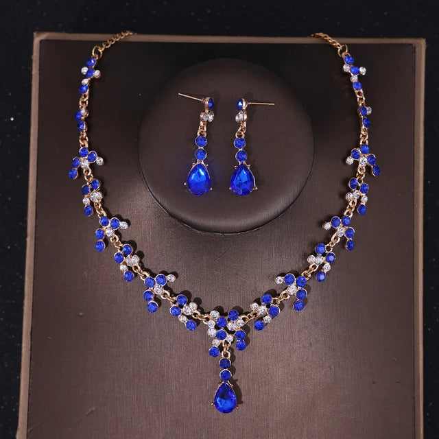 Baroque Crystal Tiara & Crown Jewelry Set - Top-Rated Rhinestone Bridal Accessories Blue