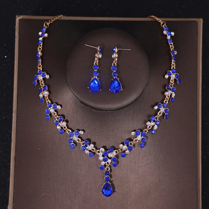 Baroque Crystal Tiara & Crown Jewelry Set - Top-Rated Rhinestone Bridal Accessories Blue