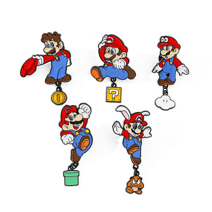 Charming Super Mario Metal Brooch Set - Cute Cartoon Game Character Pins