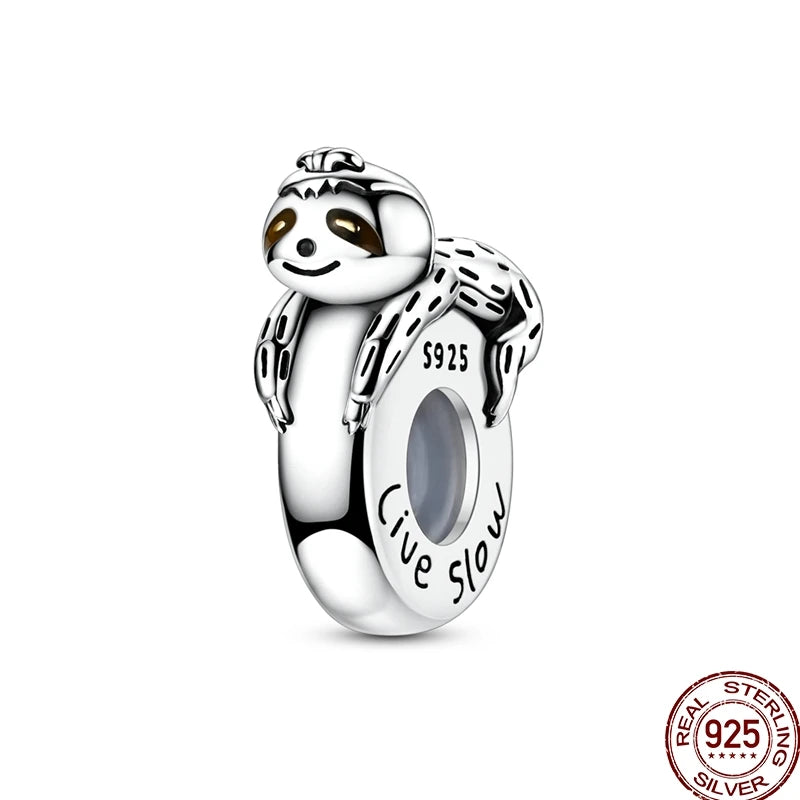 925 Sterling Silver Heart Family Charm Bead With Zircon