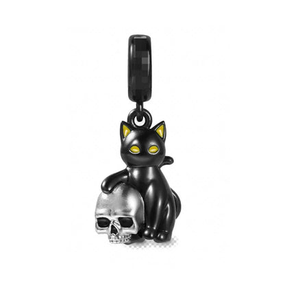 Exquisite 925 Silver Cat Claw Pendant Beads with Safety Chain for European Bracelets B3871
