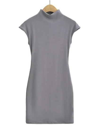 Knit Mini Dress for Women Short Sleeve Pink Bodycon Vintage