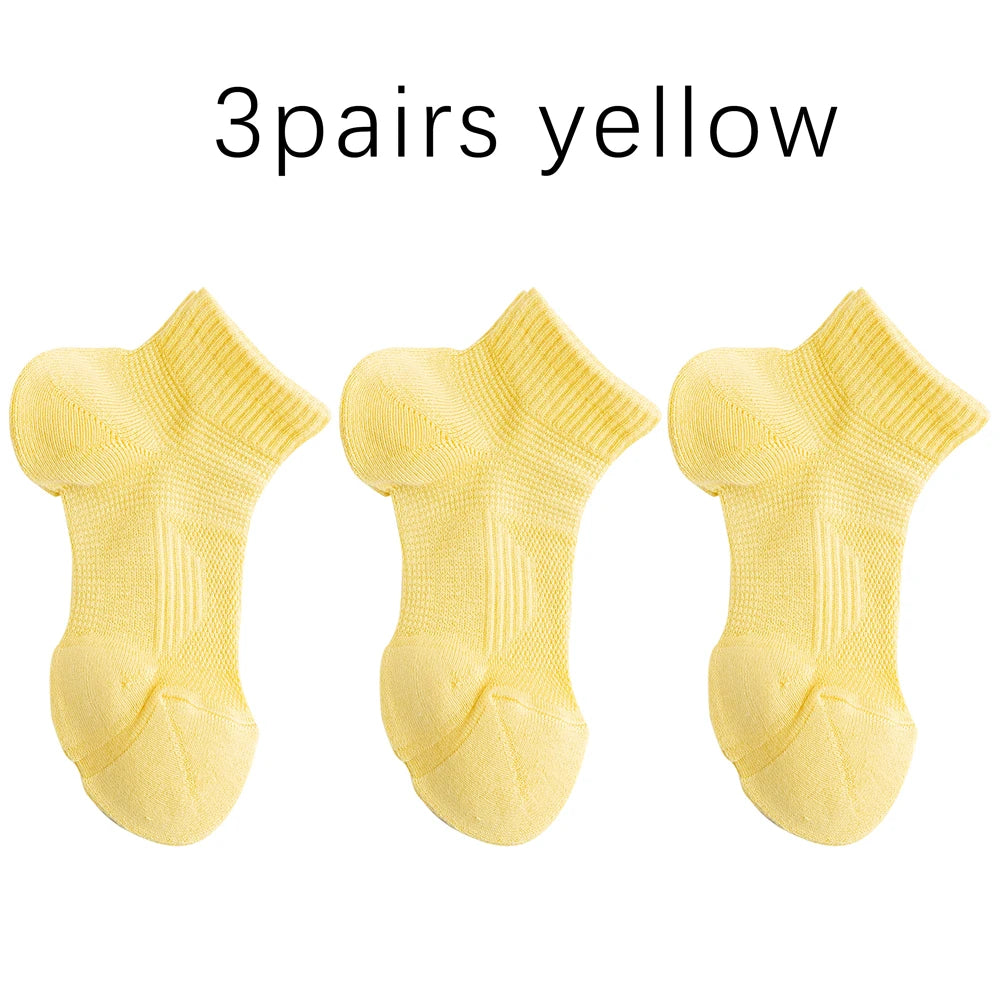 3 Pairs Dopamine Color Womens Breathable Running Socks