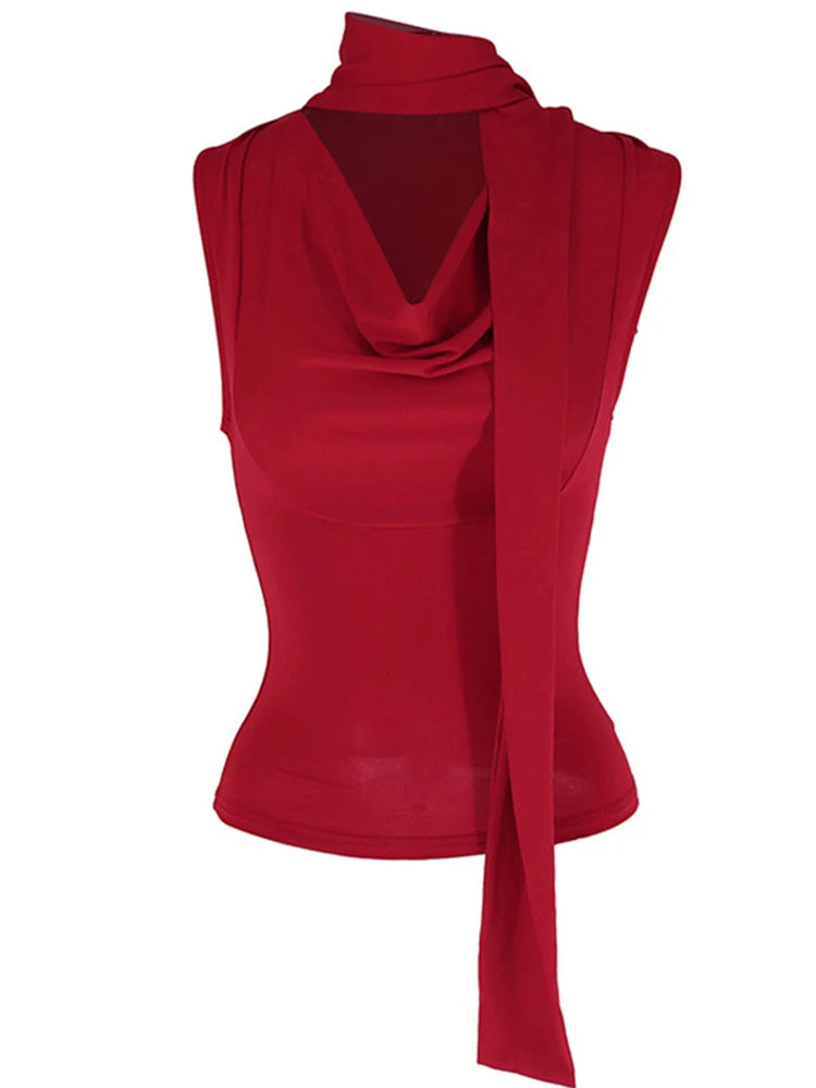 Women Sleeveless V Neck Tank Top Solid Knit Streetwear