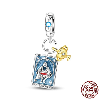 925 Sterling Silver Tarot Hourglass Bead Charm For Bracelet