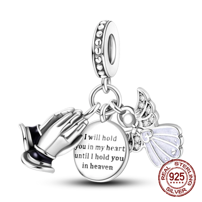 Inlaid Zircon Heart Charm Beads 925 Sterling Silver Dangle for Bracelets SMC3949