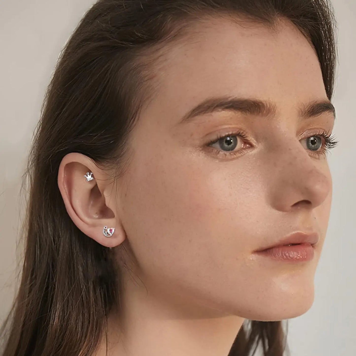 Drperfect 18G Stainless Steel Cartilage Earrings for Women Flat Back Stud Jewelry Set