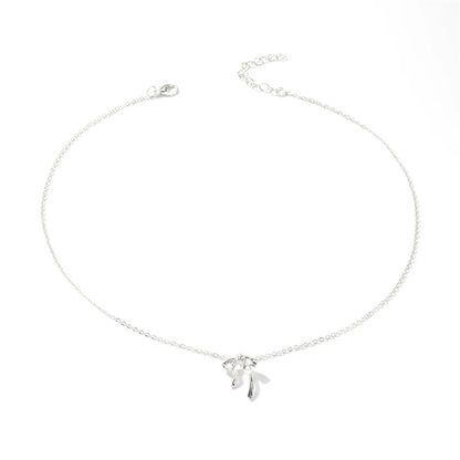 Elegant Scrub Bow Pendant Necklace for Women and Girls Korean Style Clavicle Chain 1