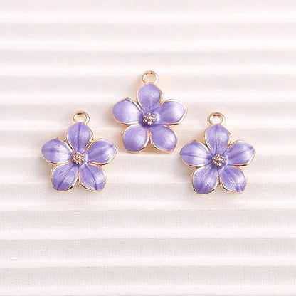 Charming Enamel Flower Pendants Set for DIY Jewelry Making 10pcs