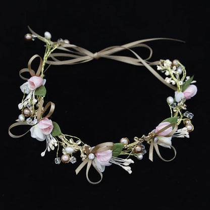 Elegant Bohemian Pearl Floral Headband for Romantic Beach Weddings