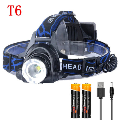 Super Bright LED Induction Headlamp USB Rechargeable Waterproof Torch Type 1 With battery