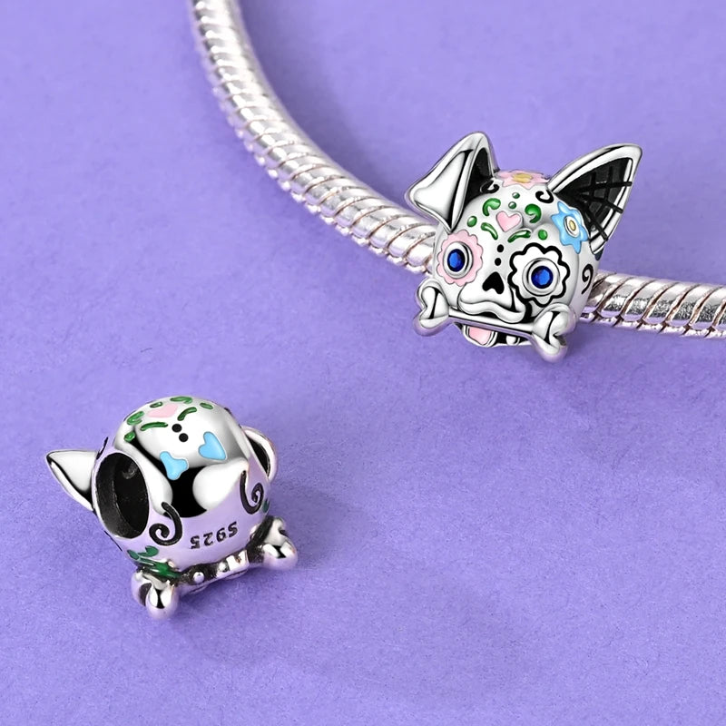 925 Sterling Silver Pumpkin Charm With Zircon Inlay