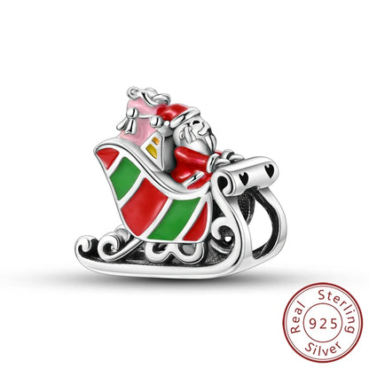 2025 Sterling Silver Christmas Charm Beads for Bracelets and Pendants KSC271