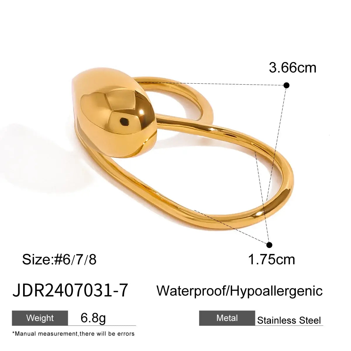 Youthway Minimalist Geometric Double Finger Ring Set 18K Gold Plated