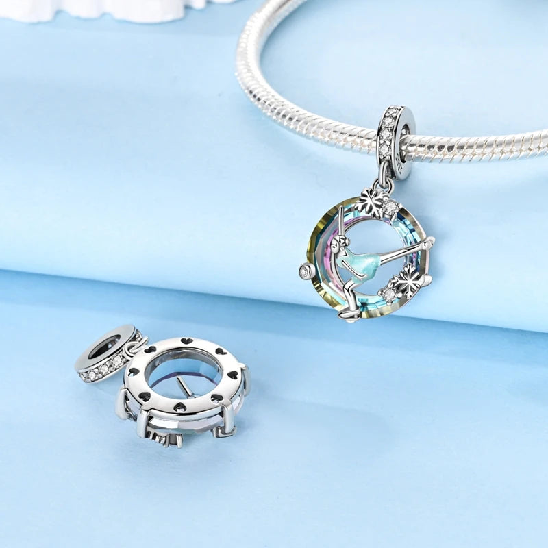 Sterling Silver Angel Mother Friendship Charm Beads for DIY Bracelets