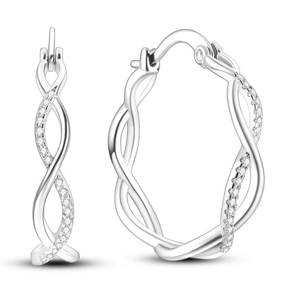 925 Silver Geometric Hoop Earrings for Women with Zircon Moon and Heart Design Fashion Jewelry Gift