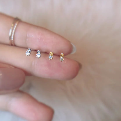 Elegant 925 Silver Needle Minimalist Round Cubic Zirconia Stud Earrings for Women