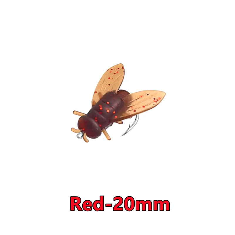 New 50-10PCS Mini Bionic Fly Fishing Bait For Salmon Trout Brown-20mm 10PCS
