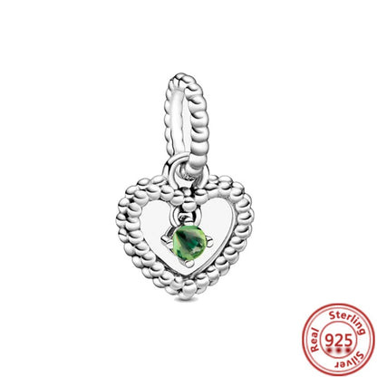925 Sterling Silver Zodiac Pendant with Colorful Zircon for Charm Bracelets Y813 3mm-4mm