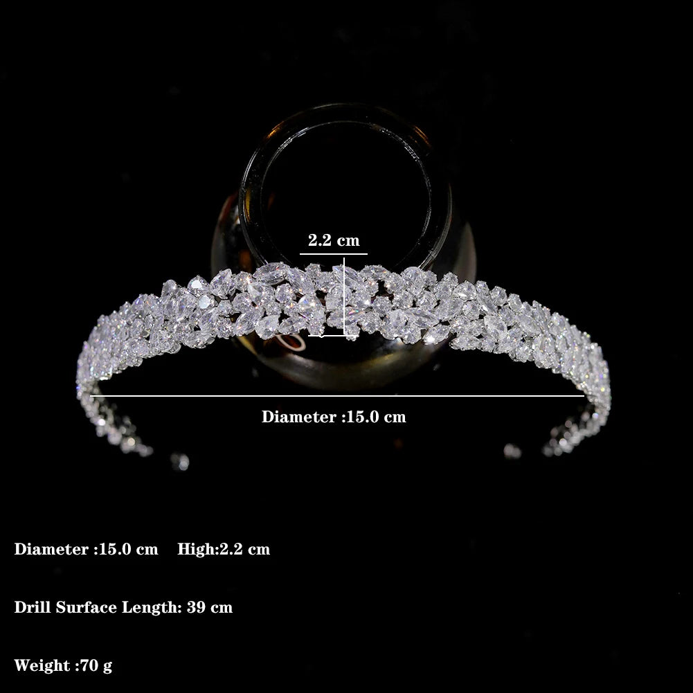 ASNORA Luxury Crystal Bridal Headband Silver Wedding Crown Elegant Hair Accessories for Bridesmaids
