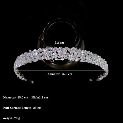 ASNORA Luxury Crystal Bridal Headband Silver Wedding Crown Elegant Hair Accessories for Bridesmaids