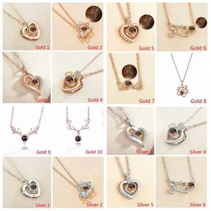 100 Languages I Love You Projection Pendant Necklace for Women gold-5
