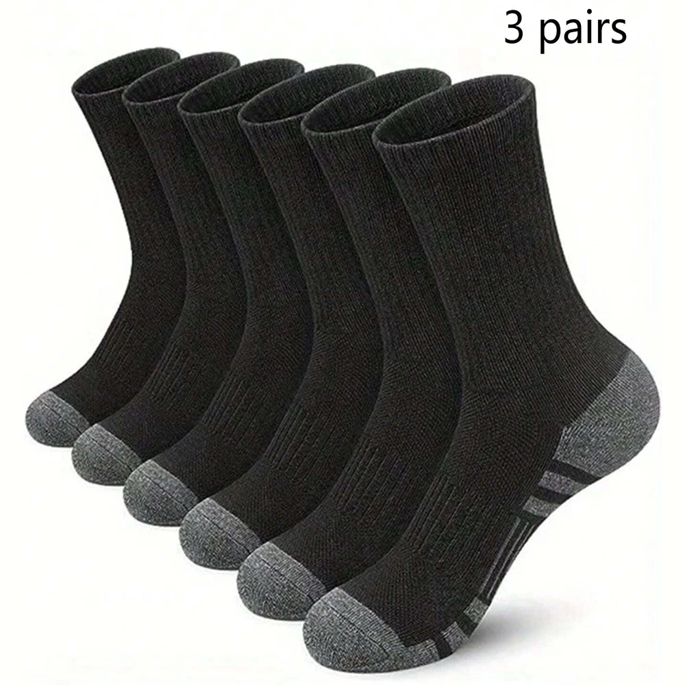 3 Pairs Men's Outdoor Gym Socks Comfortable Ground-Gripping EU 40-45 3 Pairs BK