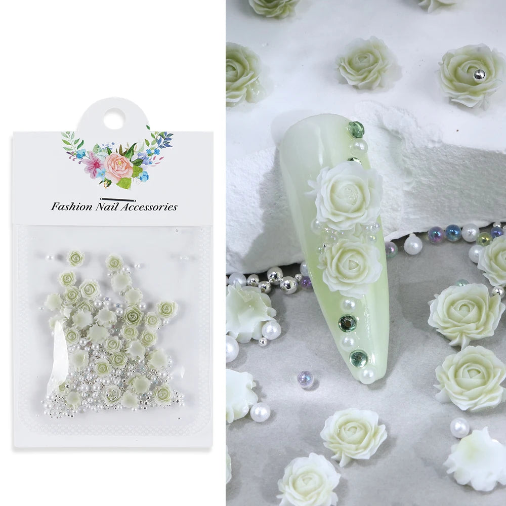 Resin Filler Rose Mixed Pearl Art Decorations for DIY Jewelry Making and Craft Projects