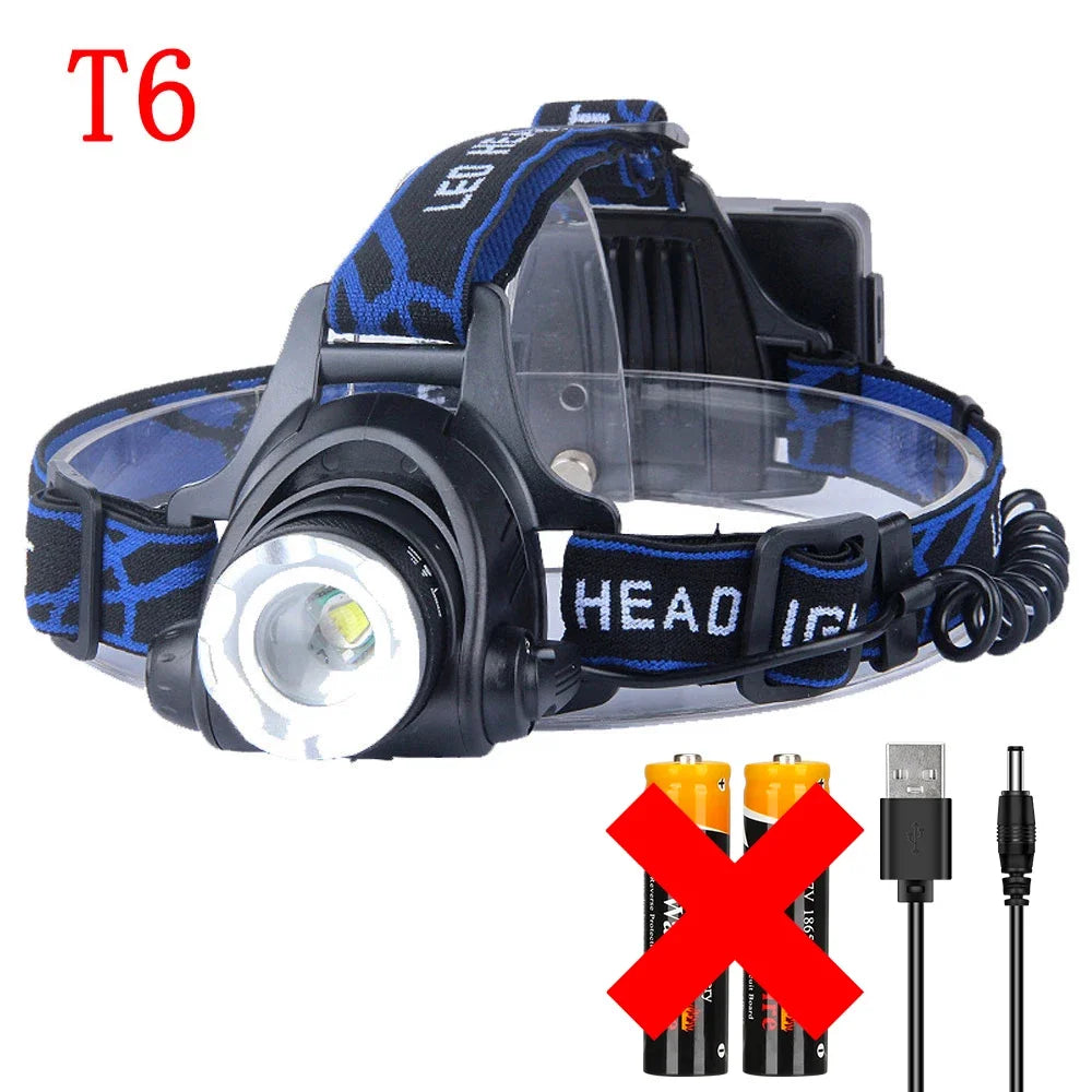 Super Bright LED Induction Headlamp USB Rechargeable Waterproof Torch Type 1 No battery