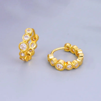 Crmya Gold-Color Cubic Zirconia Hoop Earrings Set for Women Fashion Jewelry 2023
