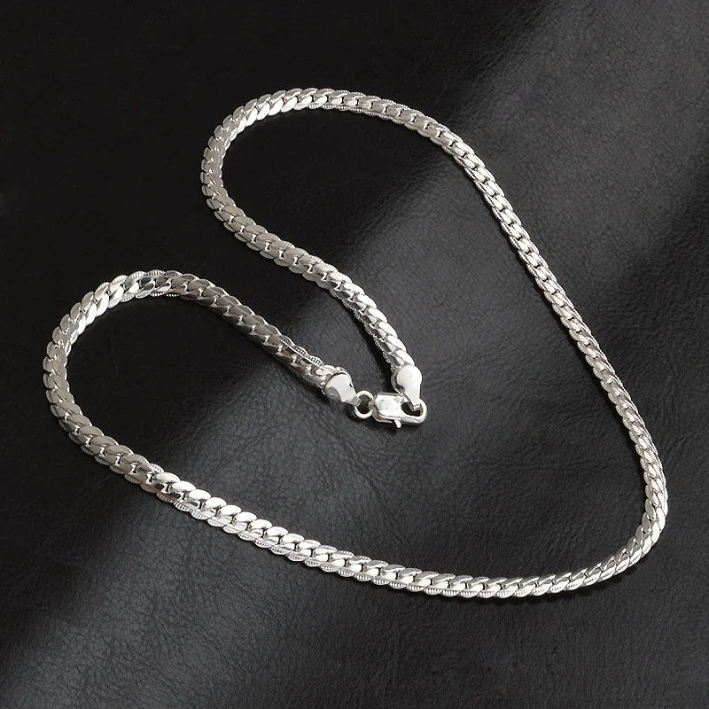 Luxury Silver Necklace Chain 5mm for Men and Women Fashion Jewelry 60cm 24in