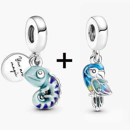 Chameleon and Turtle Pendant Beads for Charm Bracelets Jewelry Gift BD29