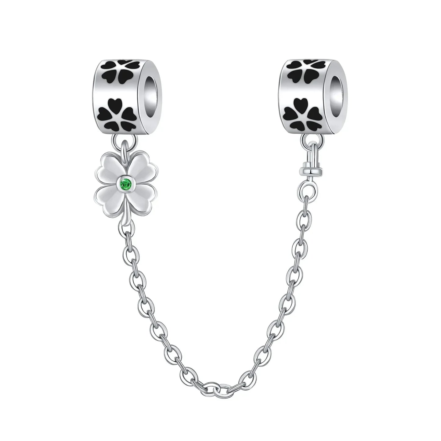 Luxury 925 Sterling Silver Clover Daisy Star Moon Zircon Pavé Safety Chain Bow Necklace and Bracelet Set for Women Fine Jewelry Gifts