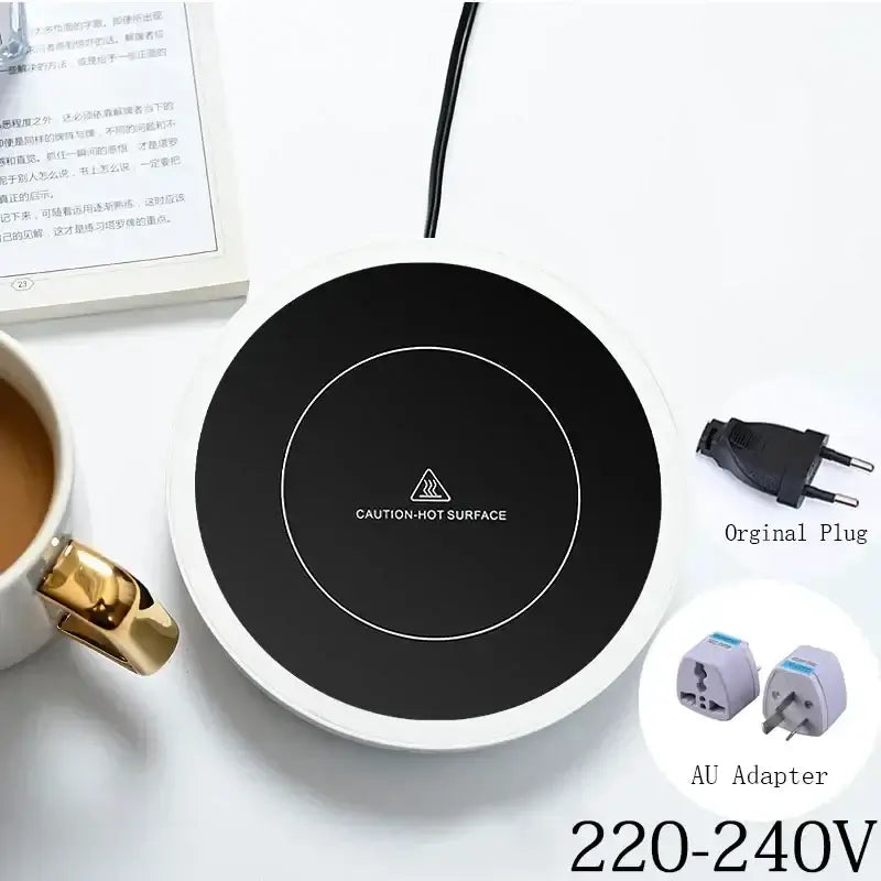 New Coffee Mug Warmer for Milk Tea Teapot Electric Heating Cup Plate 80 Degree Celsius for Home Office Use Round-AU Adapter