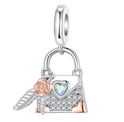 Romantic 925 Sterling Silver Lipstick Charm Pendant with Zircon for Womens Bracelets Necklaces DIY Jewelry Gift