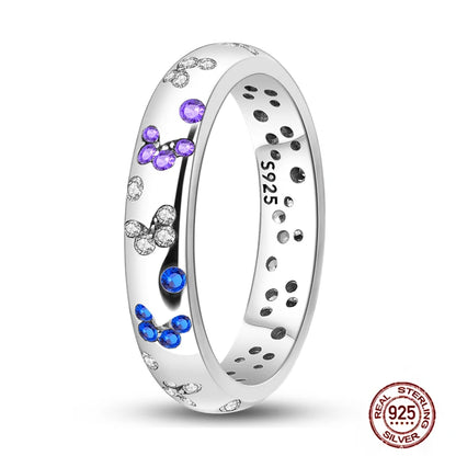 Hot Blue Zircon Ring for Women in 925 Sterling Silver Sparkling Star and Moon Design Wedding Jewelry LLTR152