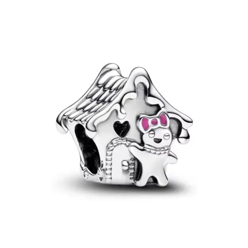 Elegant 925 Silver Backpack Bow Rose Bead Pendant for DIY European Bracelet Jewelry P1894
