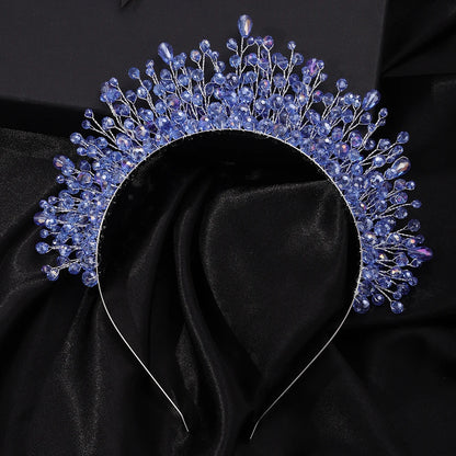 Luxury Crystal Bridal Crown Headband with Silver Diamonds Handmade Wedding Hair Accessories for Elegant Brides and Bridesmaids