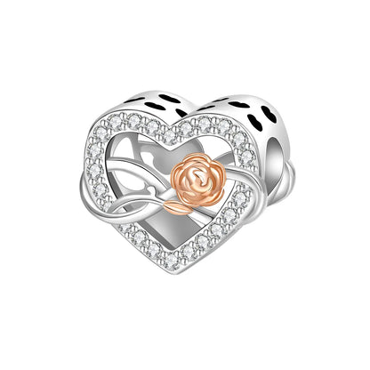 Original 925 Sterling Silver Rose Gold Snowflake Heart Fish Charms Beads for DIY Necklace and Bracelet Jewelry Gift
