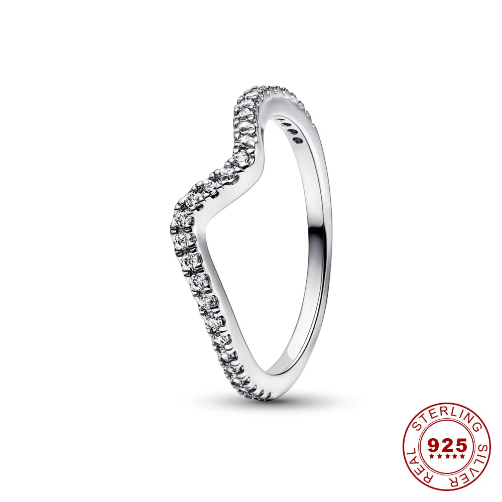 Crown 925 Sterling Silver Stackable Ring with Shiny Rose Gold Zircon for Women Elegant Fashion Jewelry and Wedding Party Gifts PAR016-A