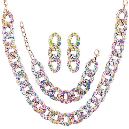 FishSheep Bohemian Candy Color Choker Necklace and Earrings Set for Women 2022 Fashion Jewelry