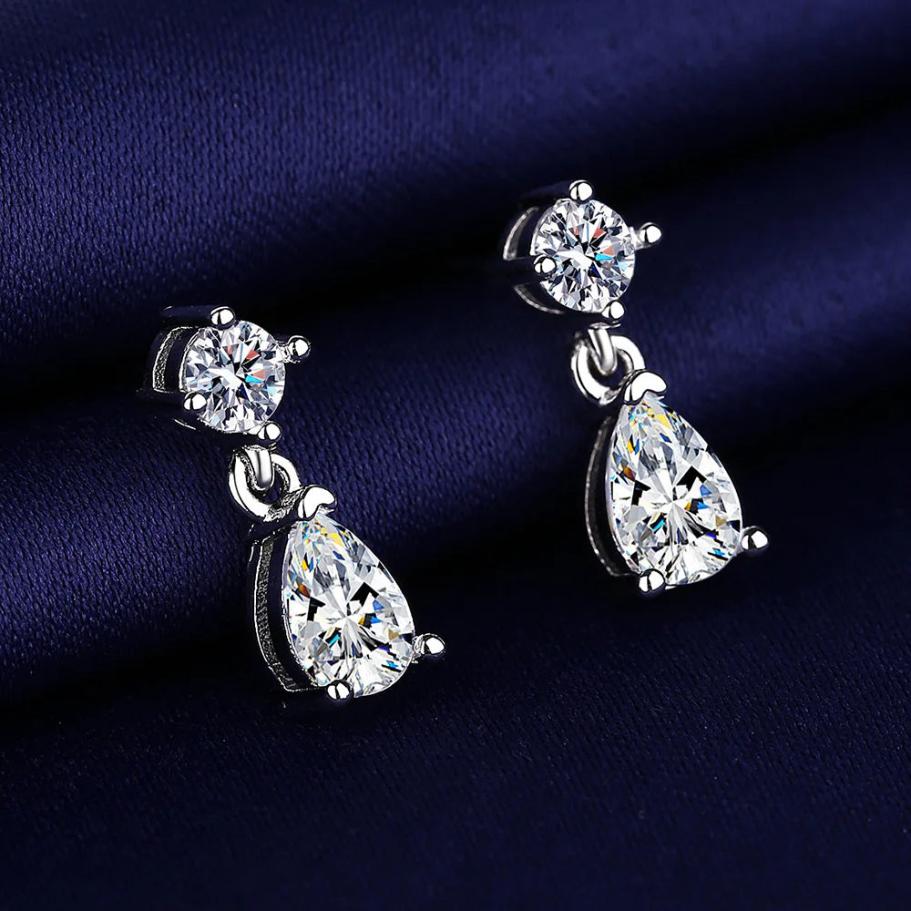 Sterling Silver CZ Crystal Plant Stud Earrings for Women and Teens