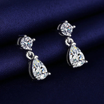 Sterling Silver CZ Crystal Plant Stud Earrings for Women and Teens