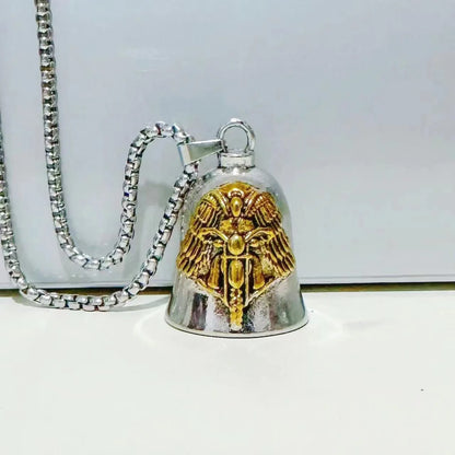 Stylish Angel Wings Motorcycle Bell Keychain for Men's Punk Rock Enthusiasts