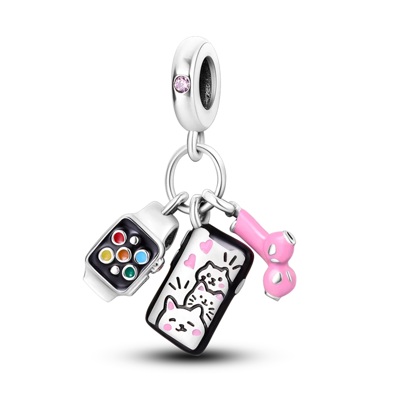 925 Sterling Silver Charm Bead Bracelet for Smartwatch and DIY Jewelry KTC685